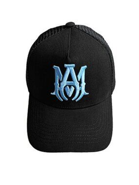AMIRI Black Trucker Cap with Light Blue Logo
